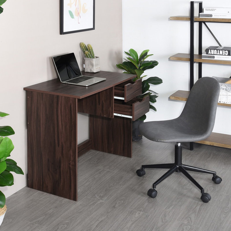 Bureau d'écriture avec 2 tiroirs Moyle, Noyer