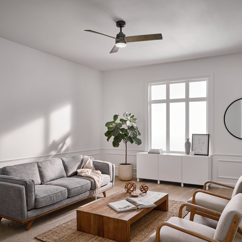 Ventilateur de plafond à 3 lumières DEL Kichler Spyn, Fer enclume