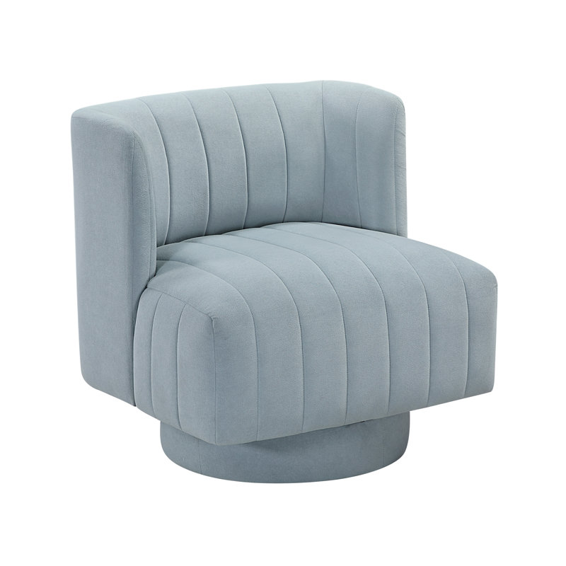 Fauteuil pivotant moderne bleu turquoise avec capitonnage à canaux et coussin à ressorts ensachés