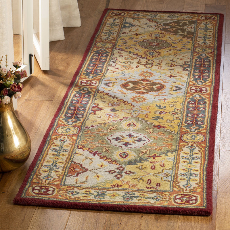 Tapis oriental en laine touffeté à la main Balthrop, Tapis de couloir 2 pi 3 po x 20 pi