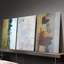 Ensemble de 3 affiches encadrées, triptyque sur toile inspiré des chefs-d'œuvre de Monet : Champ de coquelicots, Nymphéas et Meules de foin. Décoration murale vintage impressionniste pour salon, chambre à coucher et bureau.-1624327065