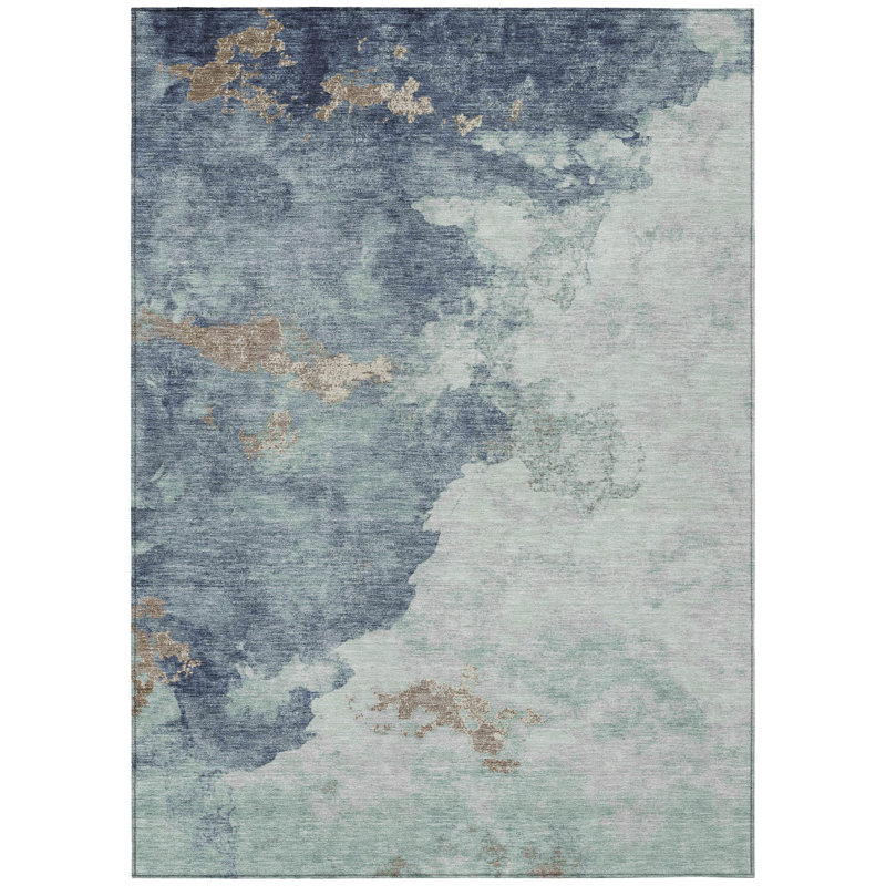 Tapis extérieur lavable abstrait turquoise et taupe 3 pi x 5 pi
