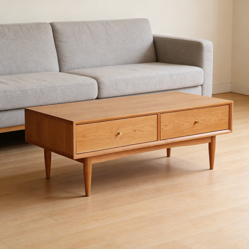 Table basse simple en bois de cerisier simple