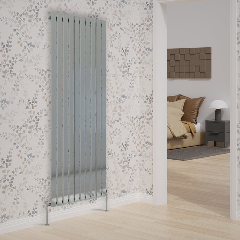 Briscoe Vertical Single Flat Panel Radiator, 180cm H x 68cm W x 5.2cm D, Chrome