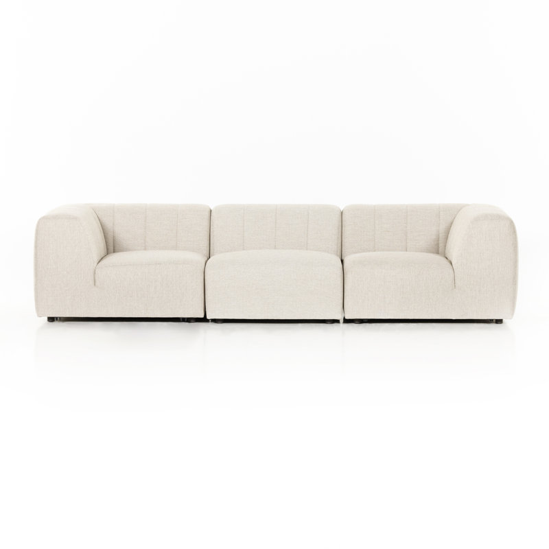 Canapé modulaire d'extérieur 3 pièces Necci, Faye sable