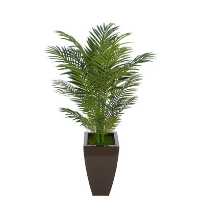 54'' Faux Palm Tree in Metal Decorative Vase