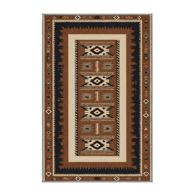 Washable Lasso and Rope Southwestern Area Rug