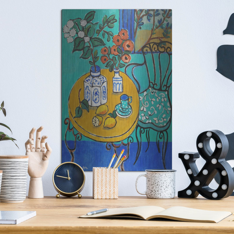 «Tablescape # 1» par Holly Wojhan, art mural en métal, 12 po x 16 po, H 16 po x l 12 po