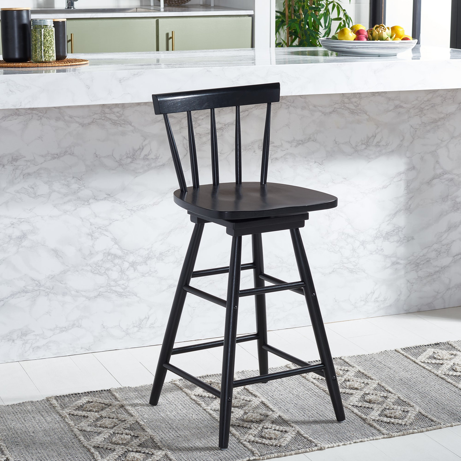 Portside 26" Swivel Bar Stool, Black