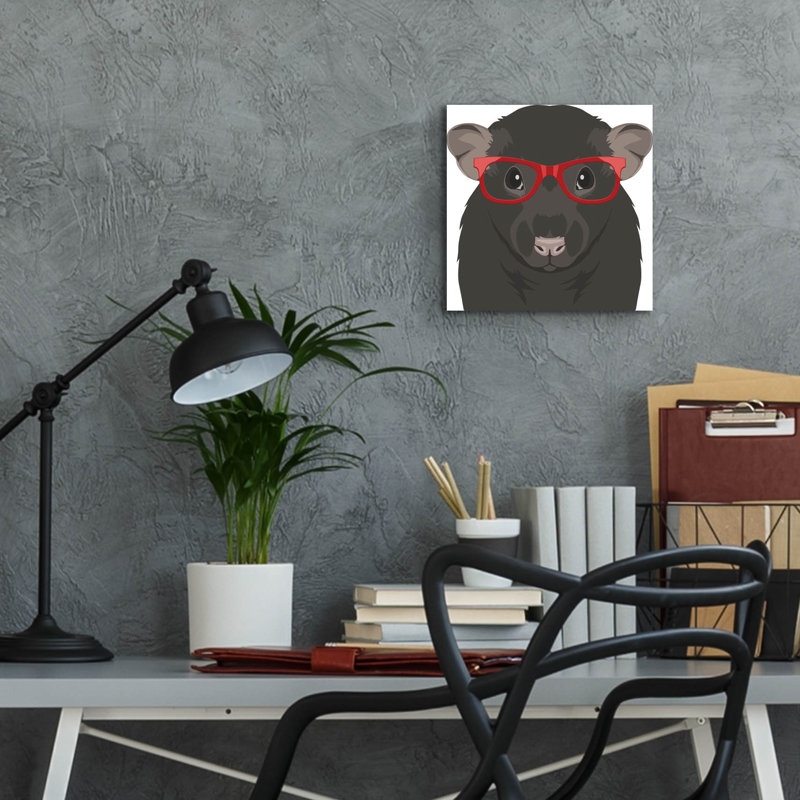 Art mural en verre acrylique Rat, H 12 po x l 12 po x P 0,13 po