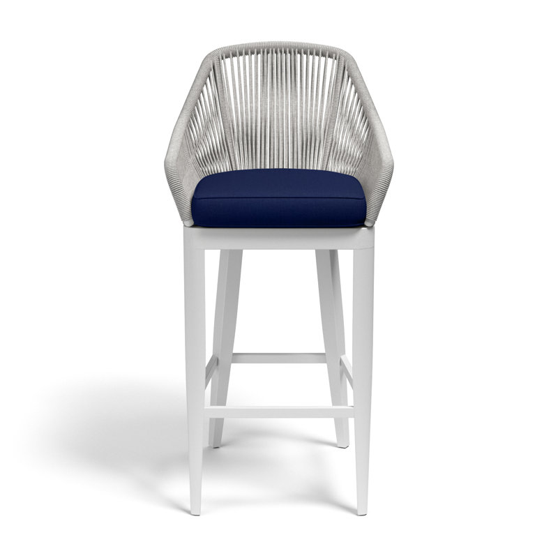 Miami Outdoor Bar Stool, Echo Ash Sunbrella®, White