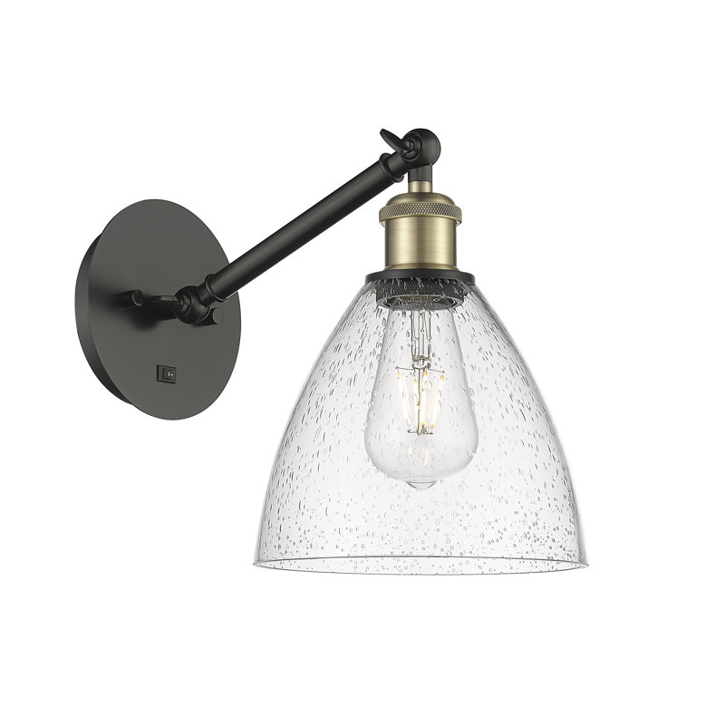Shauna Armed Sconce, No Bulb Included, Black/Antique Brass