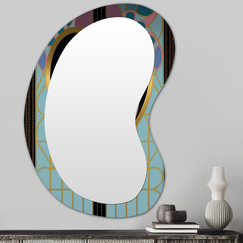 Grand miroir mural rose et doré Art Nouveau, 31 po x 22 po