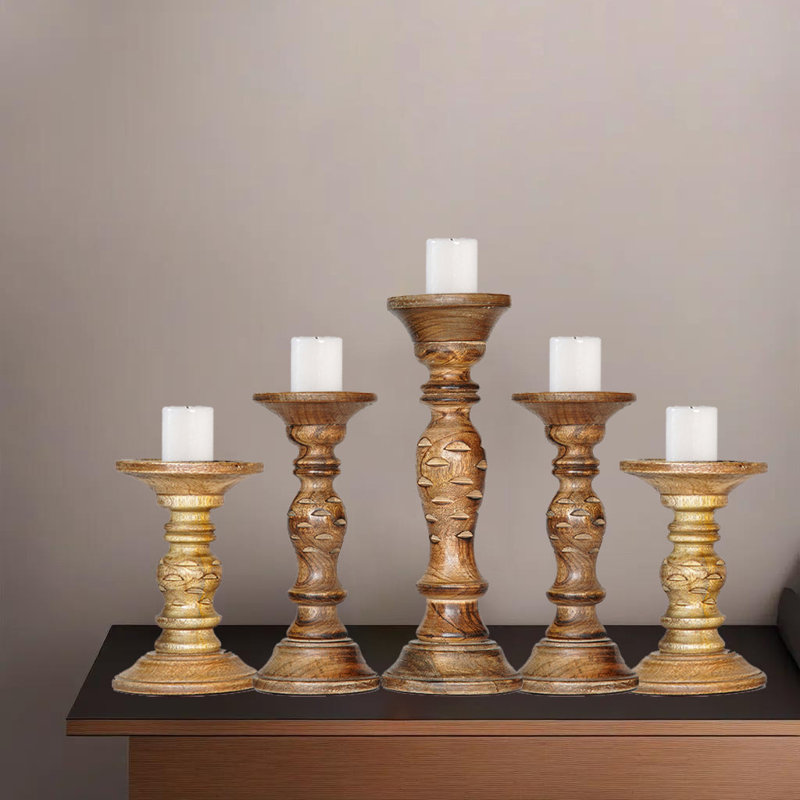 12'' H Wood Tabletop Pillar, Medium Burnt