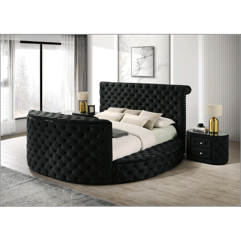 Luxurious Queen Size Bed, Black, Queen