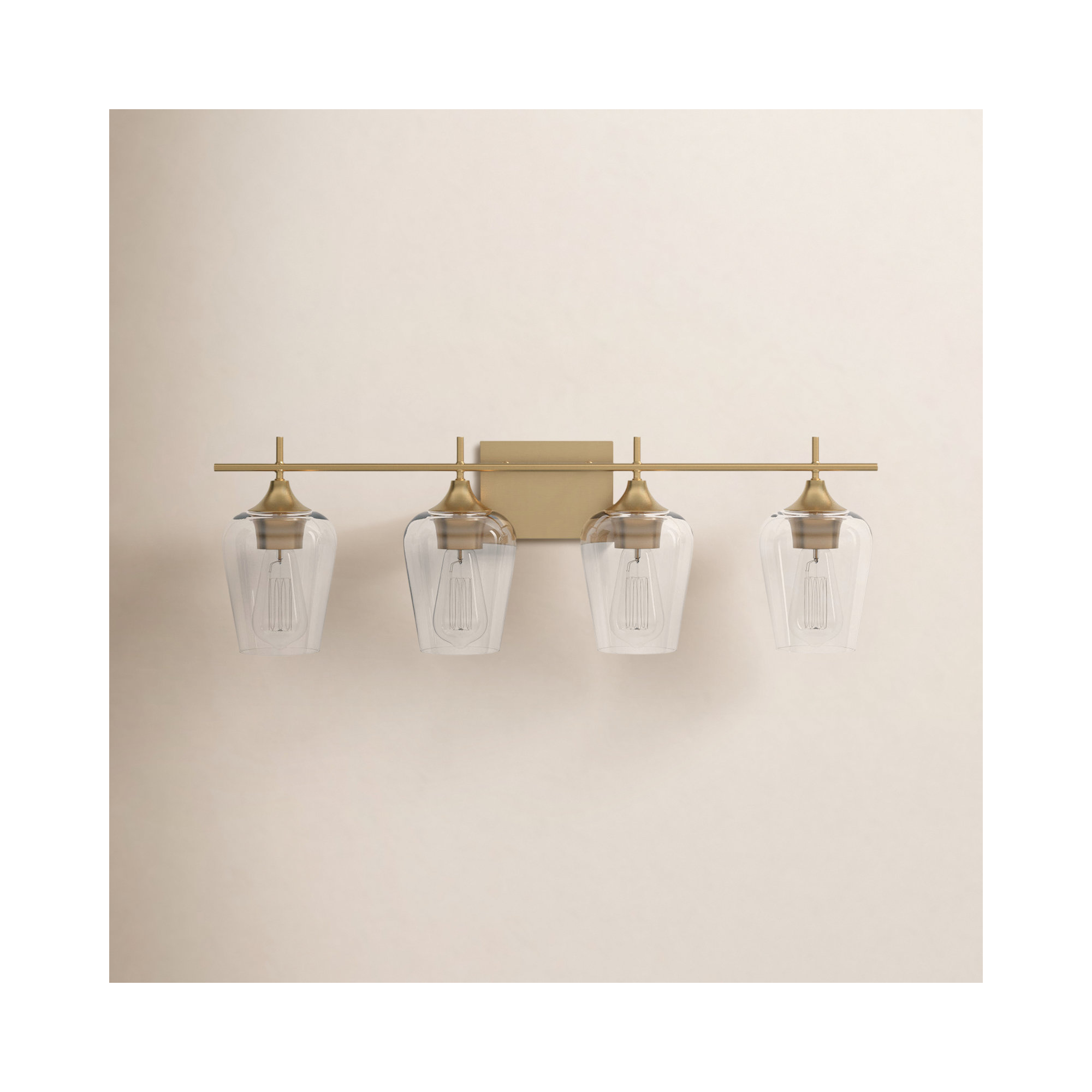 Breena 4 Light Dimmable Vanity Light, Warm Brass