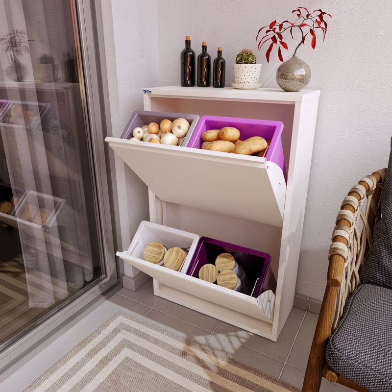 Armoire de rangement antibactérienne polyvalente 4 bacs Arismendy, Blanc