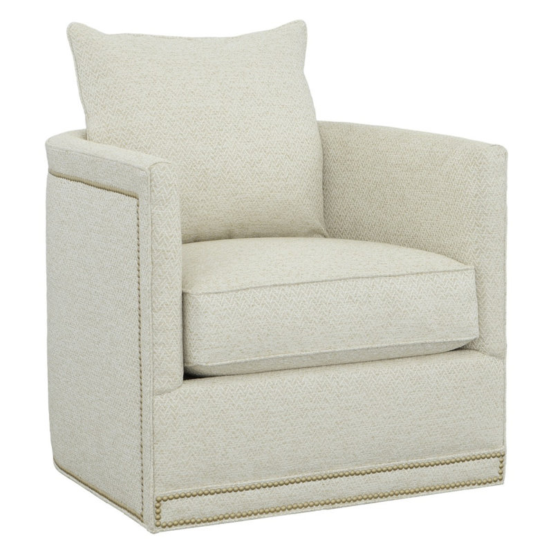 Chaise avec accoudoirs pivotante 30 po Christine CAL117, Petit bronze vieilli, Lin 3155