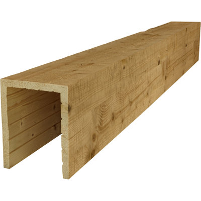 AmeriCraft Wood Resawn Beam, 3-Sided (U-Beam), 9 1/2"W x 5 1/2"H x 36"L, Early American Finish, Stain Grade Pine