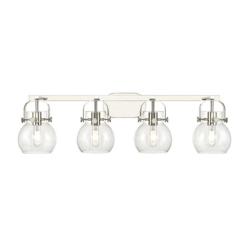 Éclairage pour meuble-lavabo mural 6 po Shueyville, Transparent, Nickel poli, Quatre lumières