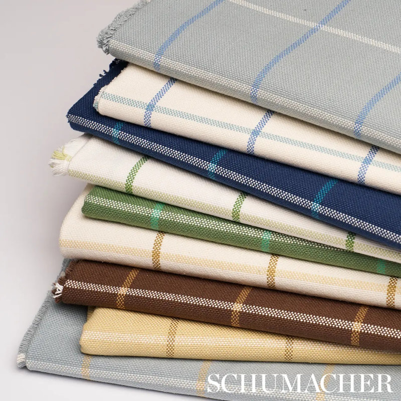 Schumacher x Mark D. Sikes Frannie Windowpane Fabric, Green