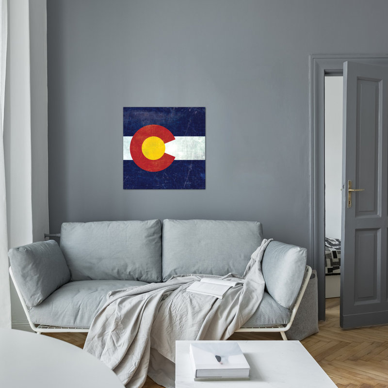 Drapeau colorado, impression sur toile map, H 12 po x l 12 po x P 1,5 po, Pas de tapis, Toile tendue