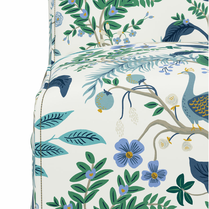 Frances Slipcover Dining Chair, Rpc Peacock Blue & White Linen
