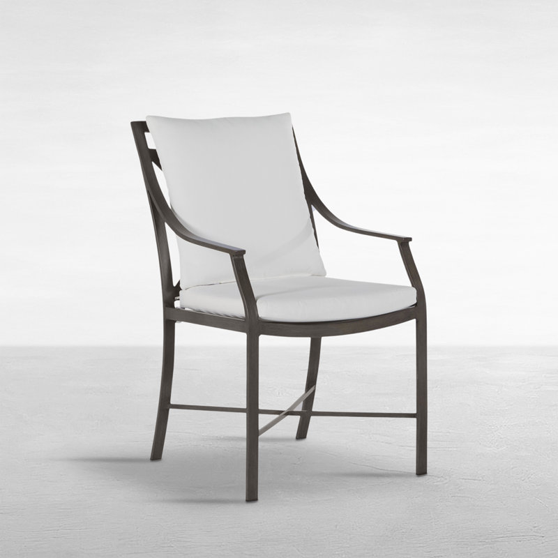 Monaco Patio Dining Armchair with Cushions, Welt, Tweed Toffee, Slate Gray