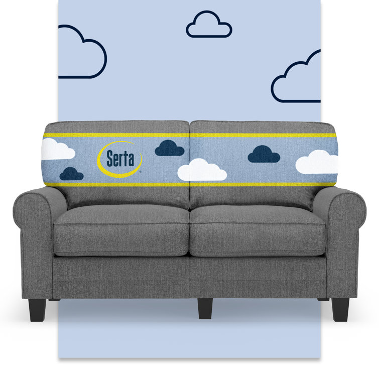 Serta Copenhagen 61" Rolled Arm Sofa, Easy Care Fabric, Soft Pillow Back, Pocket Coil Seat Cushions