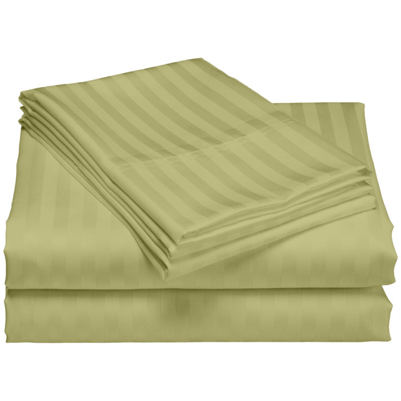 600 Thread Count Egyptian-Quality Cotton Sheet Set, Twin Sheet Set with 1 Pillowcase, Gray Stripe