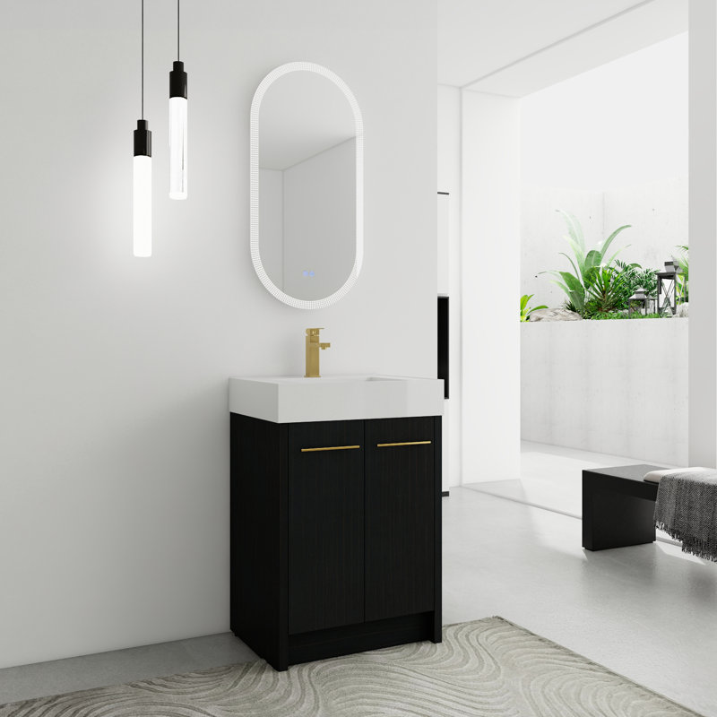 Meuble-lavabo simple 23,6 po avec plateau en céramique Havasxon