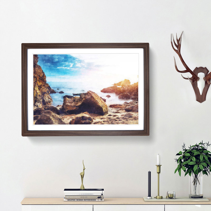 Little Corona Del Mar Beach - Picture Frame Graphic Art Print, 24cm H x 33cm W x 2cm D, Walnut Framed