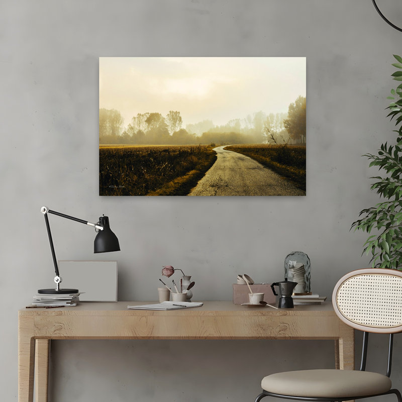 Route de campagne abstraite, paysage contemporain, art naturel, H 16 po x l 24 po