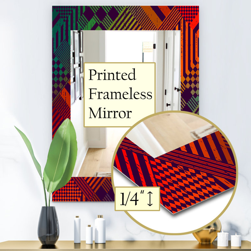 Miroir mural géométrique grungy, H 39,4 po x l 29,5 po