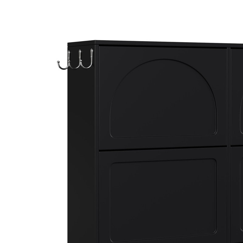 Armoire à chaussures crème (12 à 24 paires) avec tiroirs et crochets réglables, Noir