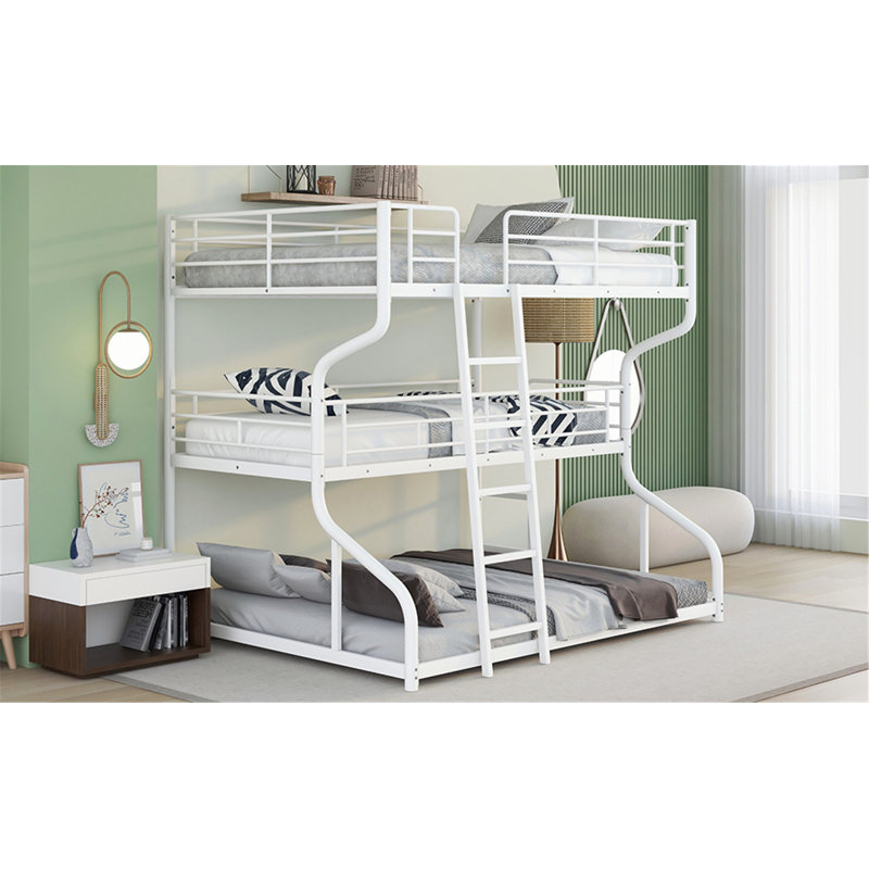 Versatile Triple Bunk Bed with Innovative Ladder for Multiple Users