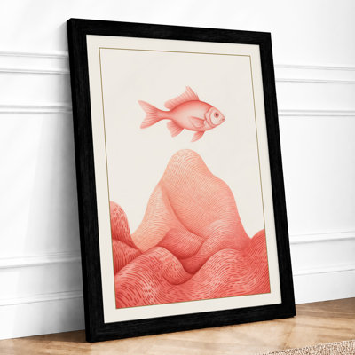 Floating Fish in Coral Boho - Framed Print