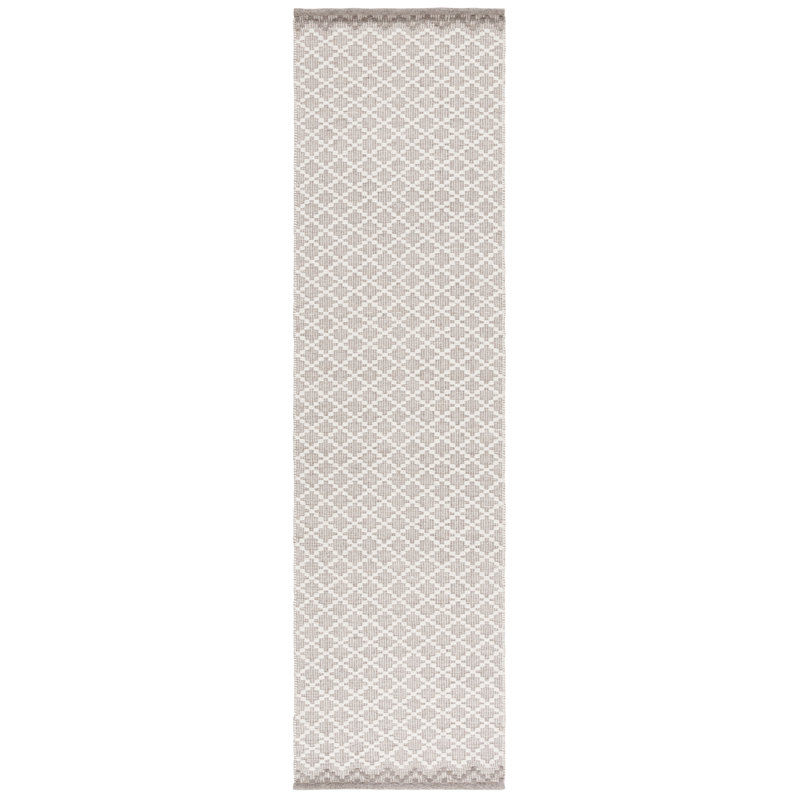 Lunado Hand Woven Wool/Cotton Geometric Rug in Grey/Ivory, Runner 2'3" x 9'