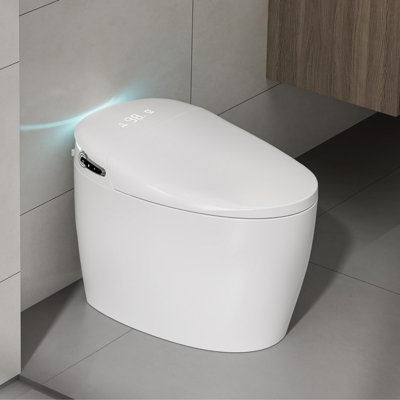Toilette intelligente avec bidet intégré, chasse d'eau à pompe, capteur de pied, eau chaude, siège chauffant, séchoir à air, affichage numérique, installation brute de 12 po