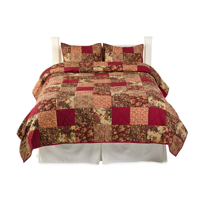 Cotton Floral Quilt, King Quilt + 2 Shams