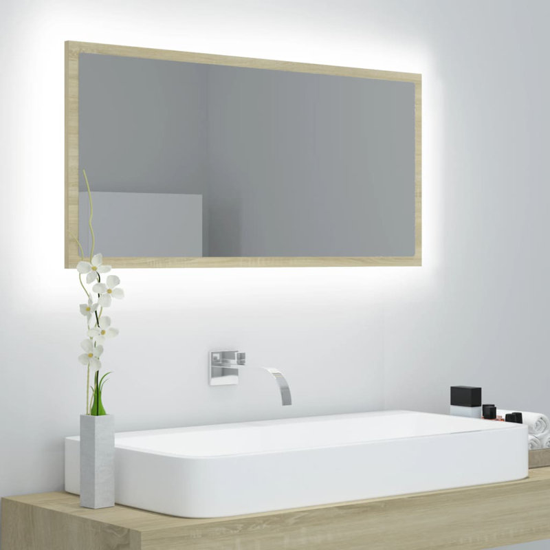 Engineered Wood Flat Wall Mirror, Concrete Gray, 14.57" x 35.43"