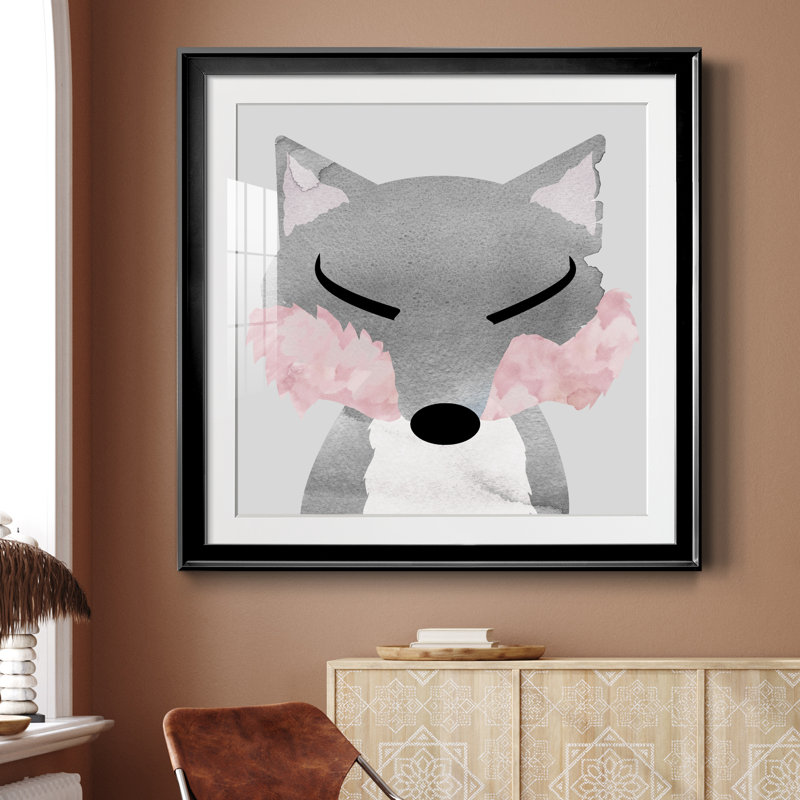 Renard - peinture encadrée, H 30,5 po x l 30,5 po x P 1,5 po, Toile avec cadre noir