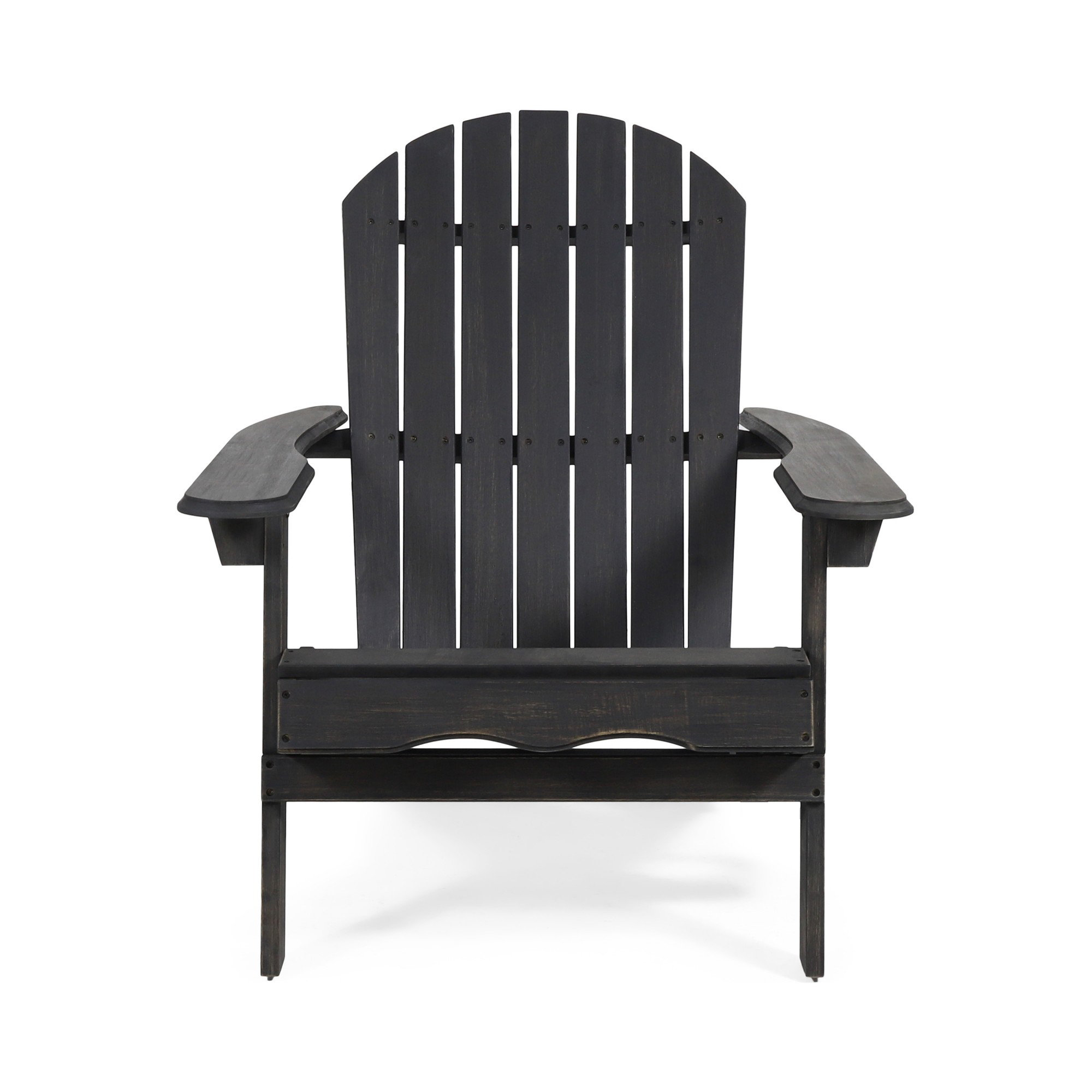 Teigan Solid Wood Folding Adirondack Chair, Dark Gray 1