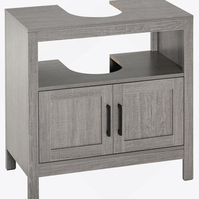 Armoire de rangement à piédestal, armoire de salle de bain sous le lavabo avec portes et tablette ouverte, meuble-lavabo