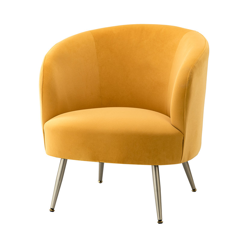 Peniel Velvet Barrel Chair, Mustard Polyester