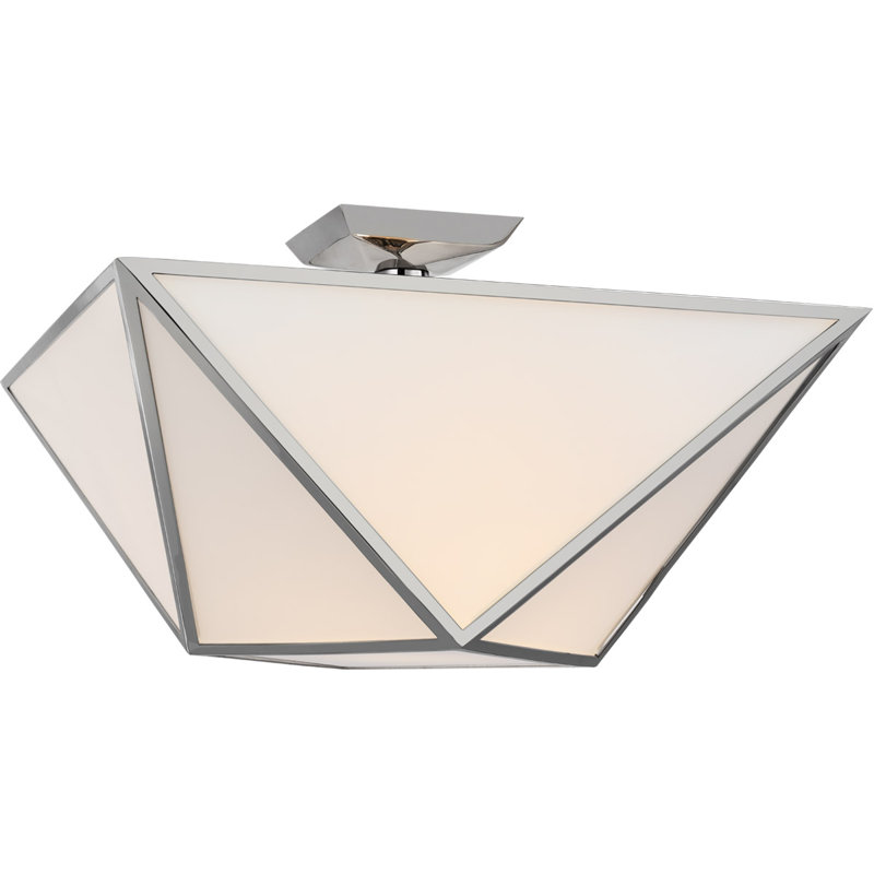 Julie Neill Lorino Large Semi-Flush Mount, Frosted, Polished Nickel