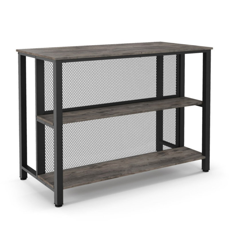 Table de bar à 3 niveaux de 36 pouces avec pieds en métal réglables pour la salle à manger, Gris