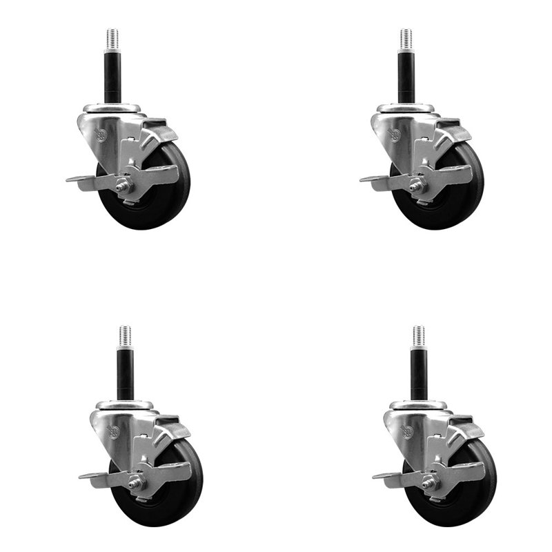Ensemble de roulettes extensibles pivotantes 3,5 pouces SS 3/4 Phenolique avec frein SCC
