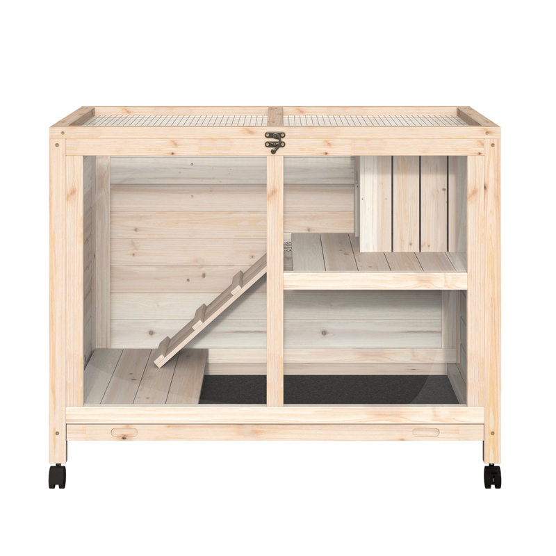Poulailler compact en bois avec roulettes - naturel, imperméable, pour le plaisir du lapin