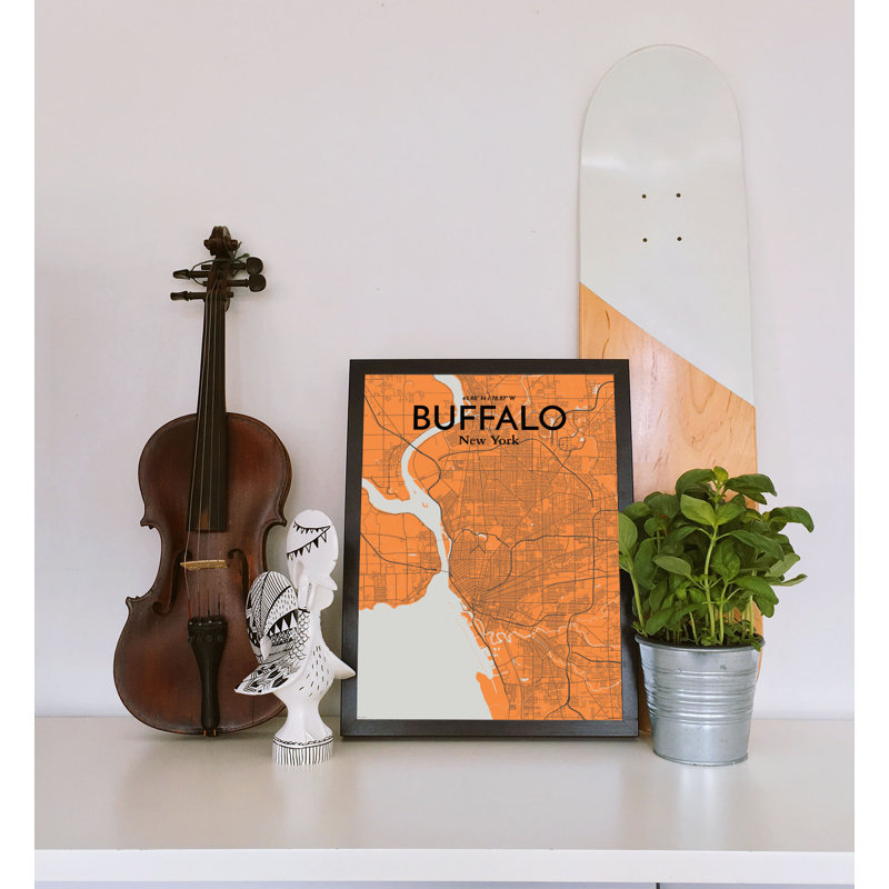 Buffalo City Map - No Frame Print, 43cm H x 28cm W x 0.13cm D